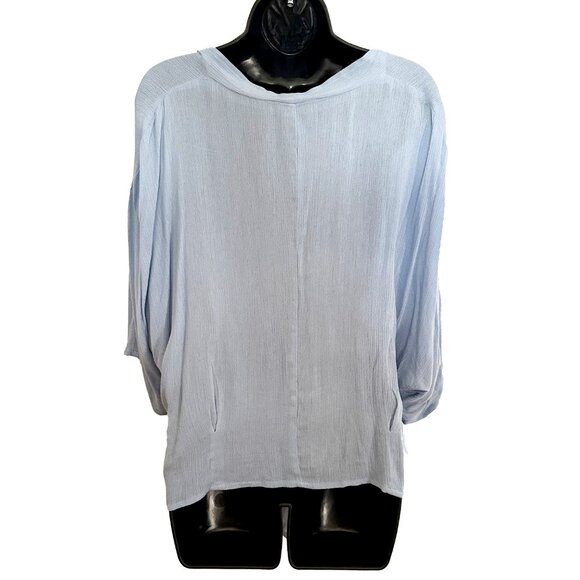 Lulu's Light Blue Tie-Front Button-Up Top - Fits Like a Medium - Picture 2 of 2